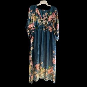 Johnny Was Blue Floral Maxi Dress